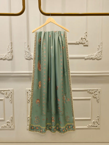AGHA NOOR 3 Piece- Pure Printed Raw Silk Embroidered Suit