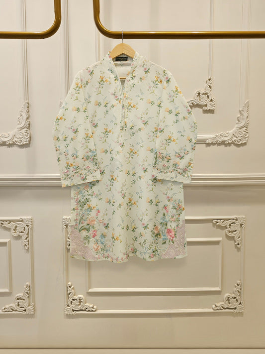 2-Piece Digital Printed Cambric Embroidered Suit