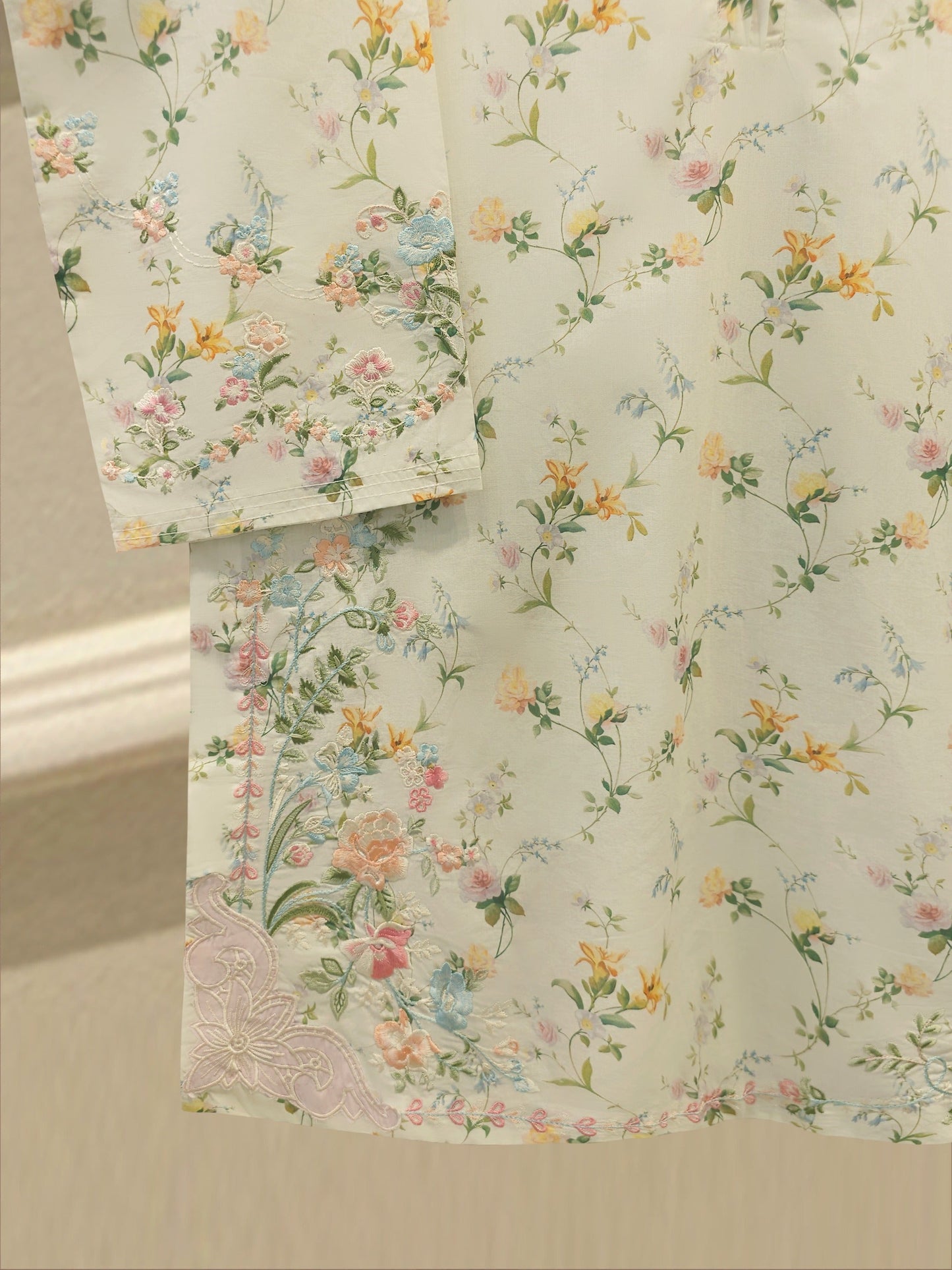 2-Piece Digital Printed Cambric Embroidered Suit