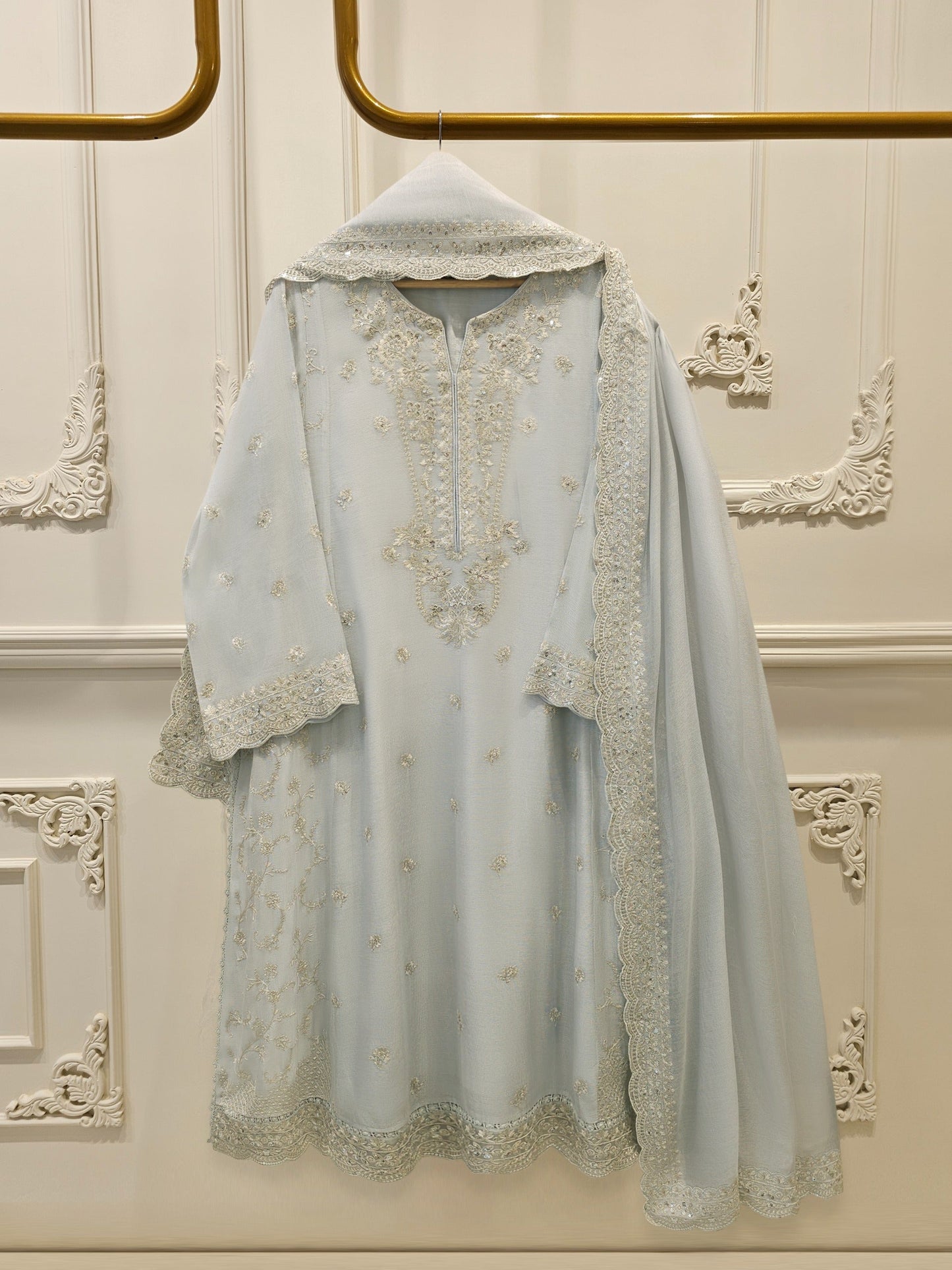 AGHA NOOR 3 Piece - Pure Embroidered Cotton Net Suit