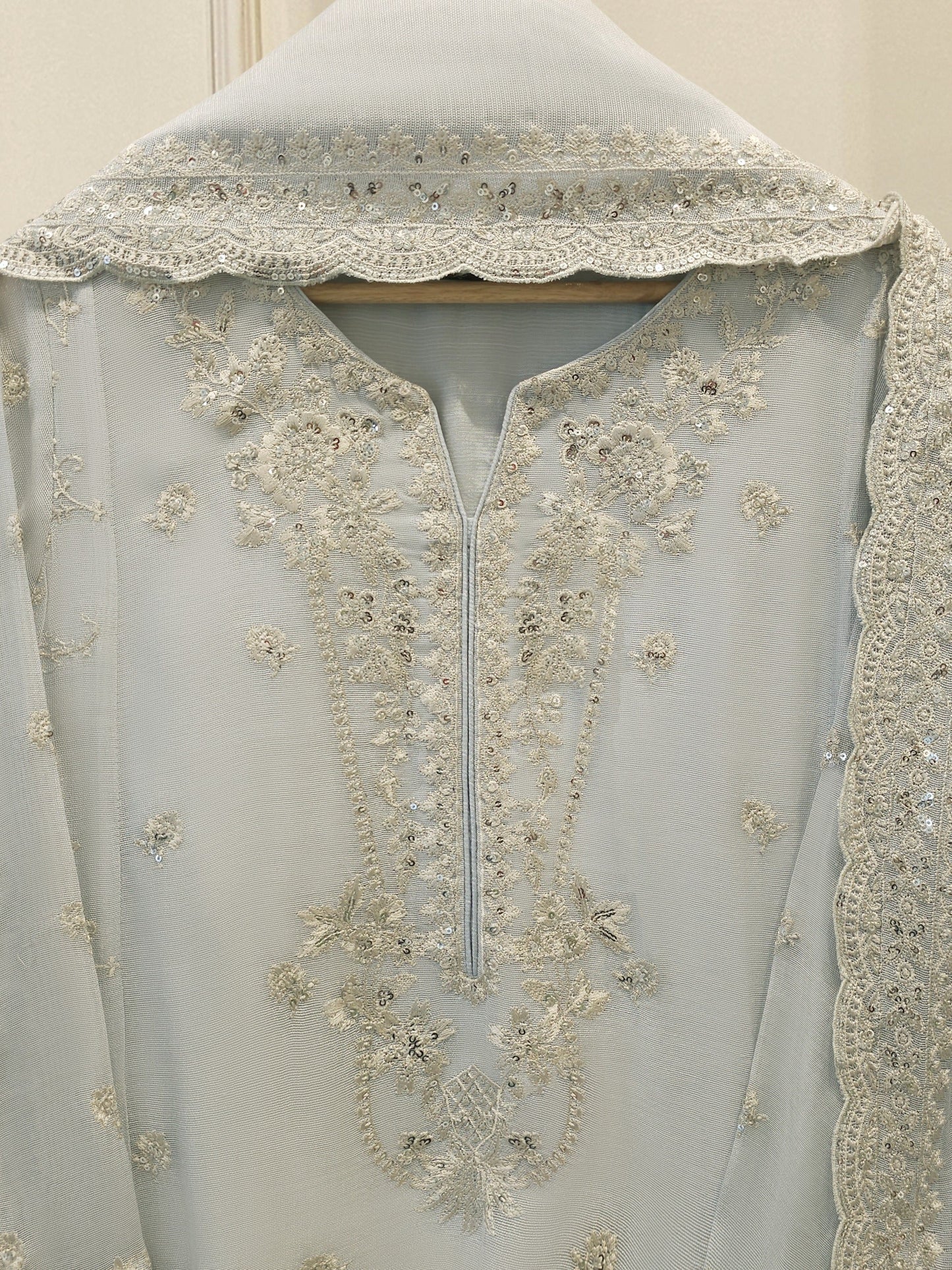 AGHA NOOR 3 Piece - Pure Embroidered Cotton Net Suit