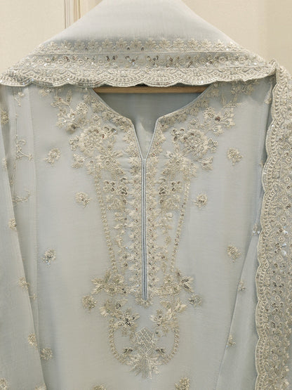 AGHA NOOR 3 Piece - Pure Embroidered Cotton Net Suit
