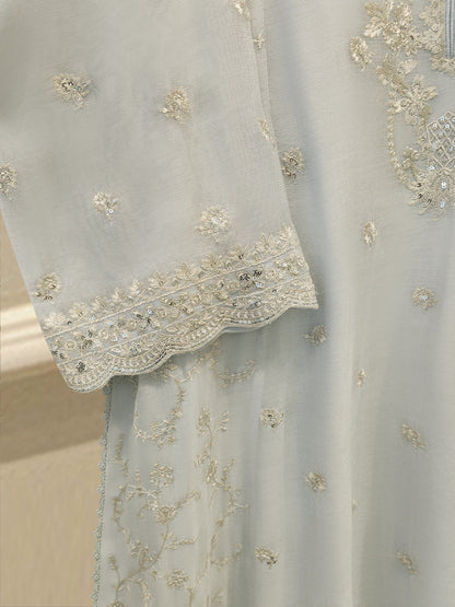AGHA NOOR 3 Piece - Pure Embroidered Cotton Net Suit
