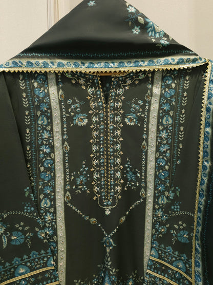 AGHA NOOR 3-Piece Pure Embroidered Silk Suit – Luxury Elegant Women's Formal Wear