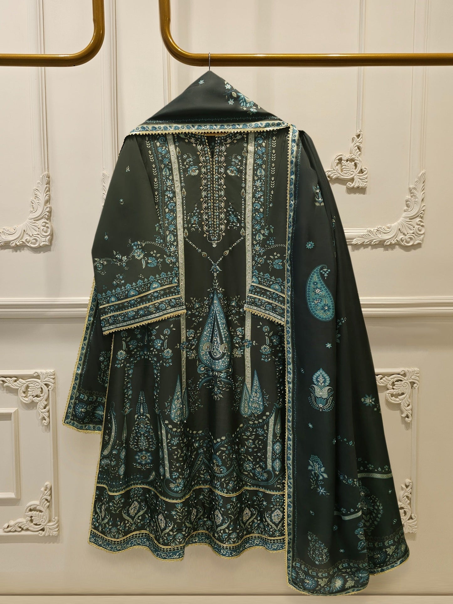 AGHA NOOR 3-Piece Pure Embroidered Silk Suit – Luxury Elegant Women's Formal Wear