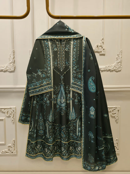 AGHA NOOR 3-Piece Pure Embroidered Silk Suit – Luxury Elegant Women's Formal Wear