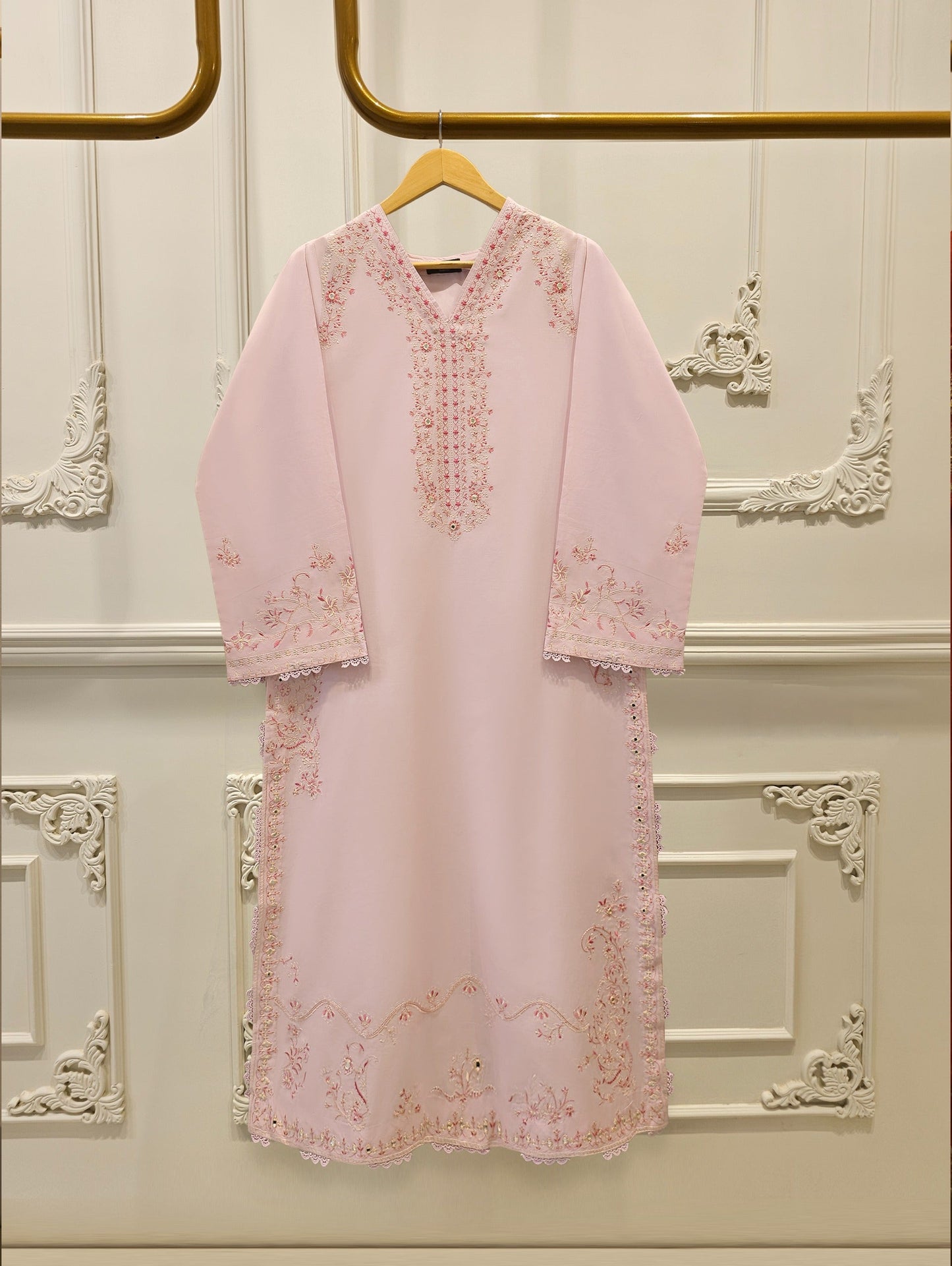 2 Piece - Embroidered Cambric Suit