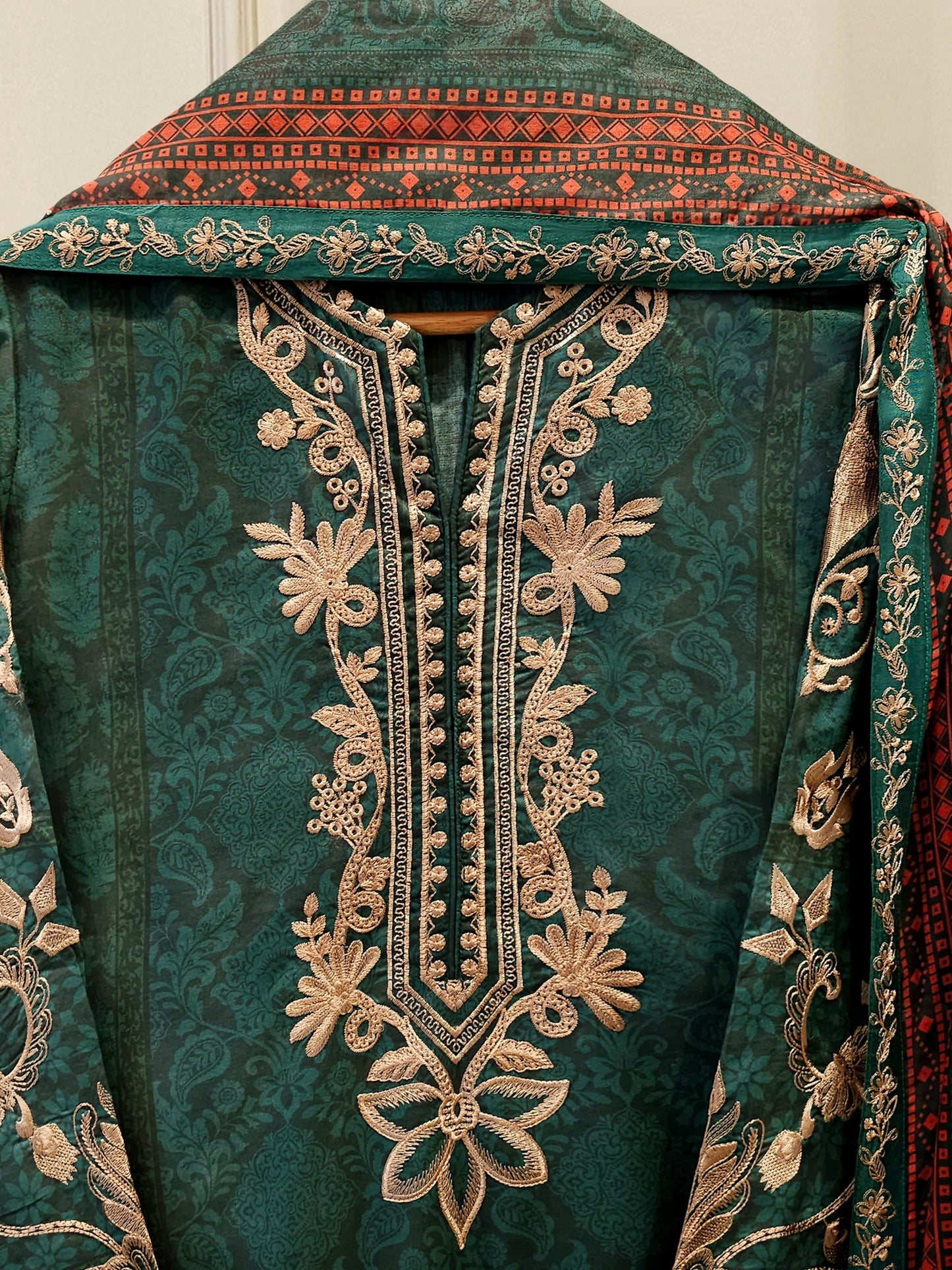 2 Piece -Embroidered Digital Printed Cambric Suit