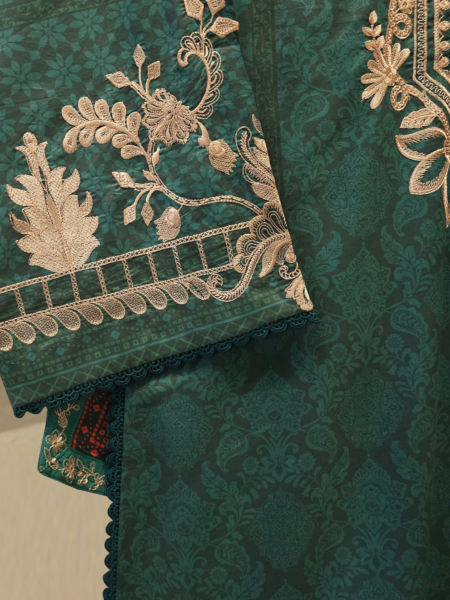 2 Piece -Embroidered Digital Printed Cambric Suit