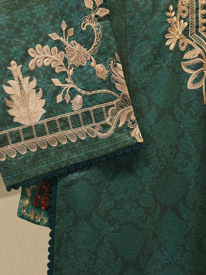 2 Piece -Embroidered Digital Printed Cambric Suit