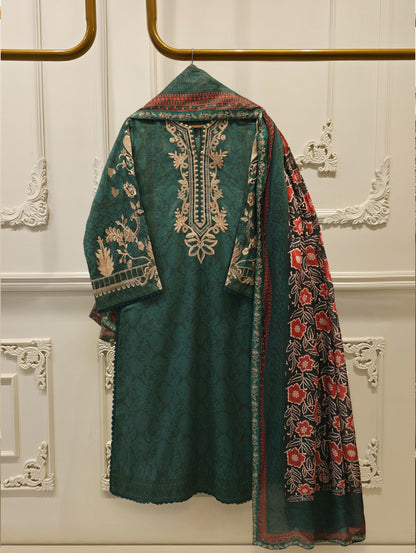 2 Piece -Embroidered Digital Printed Cambric Suit