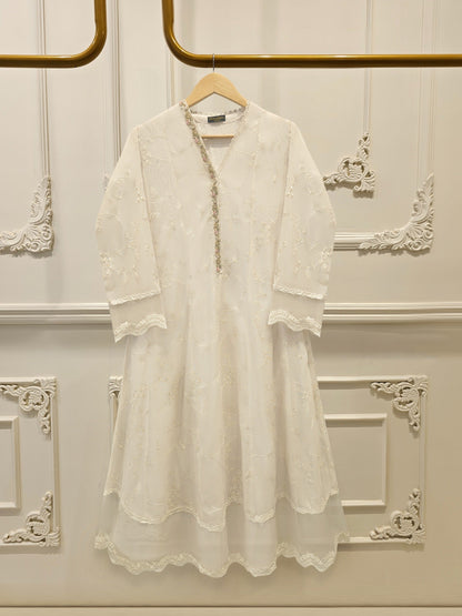 2 Piece - Pure Embroidered Cotton Net Suit