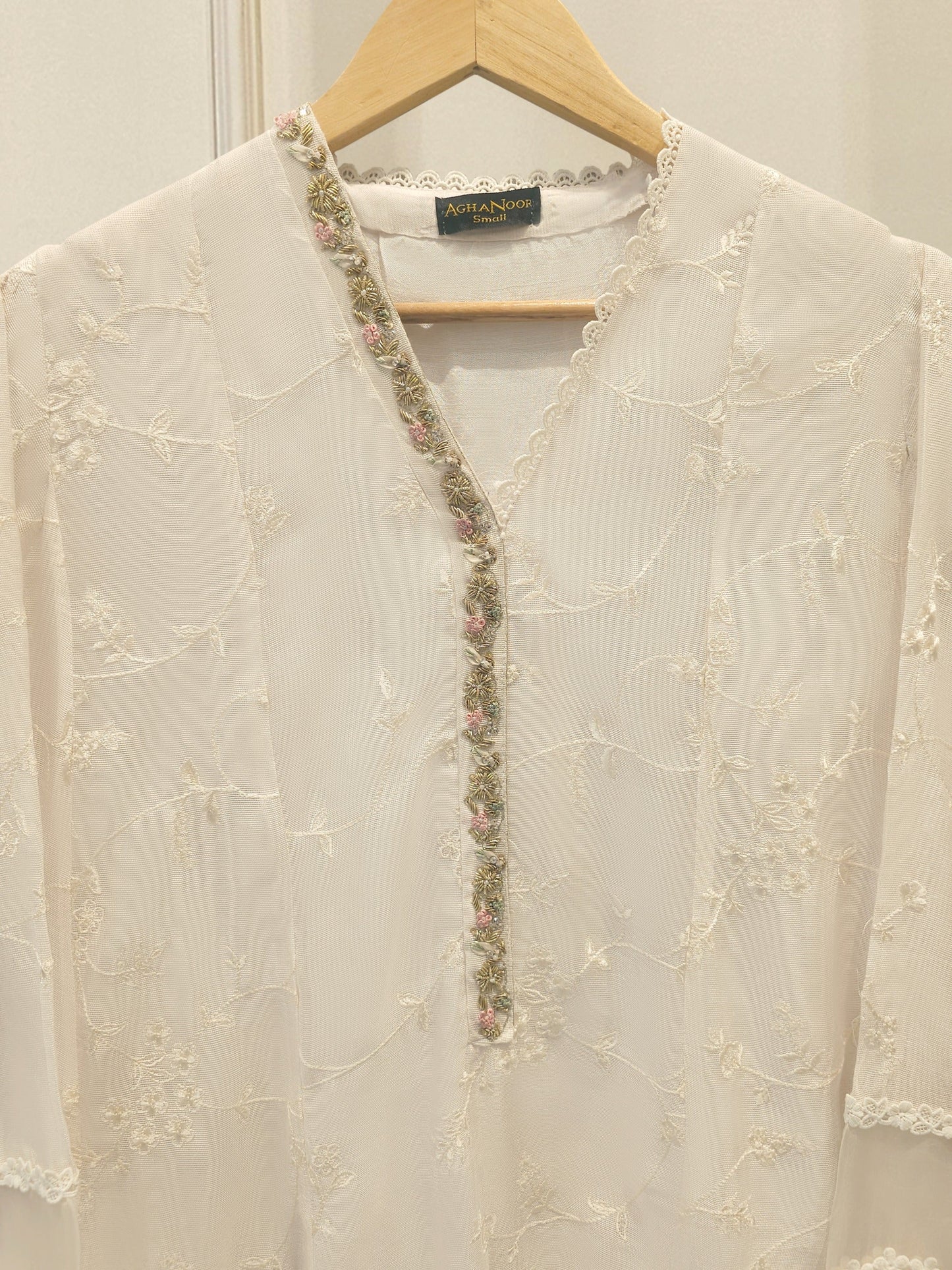 2 Piece - Pure Embroidered Cotton Net Suit