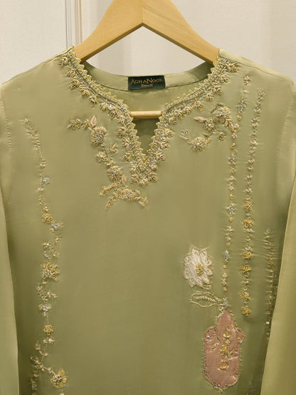 2 Piece- Pure Sheesha Silk Embroidered Suit