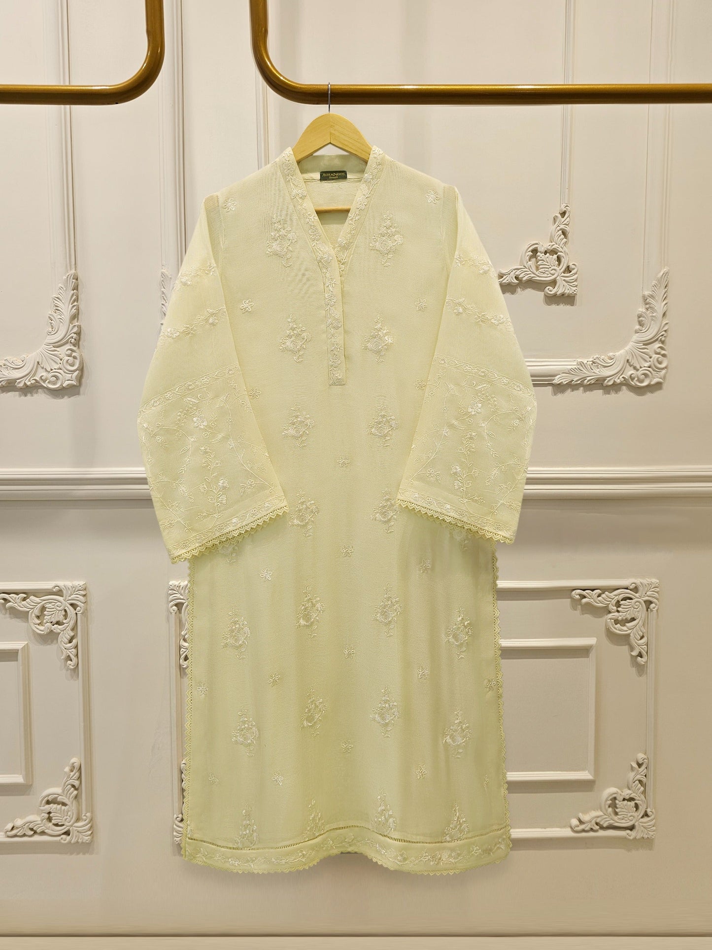 2 Piece - Pure Embroidered Cotton Net Suit