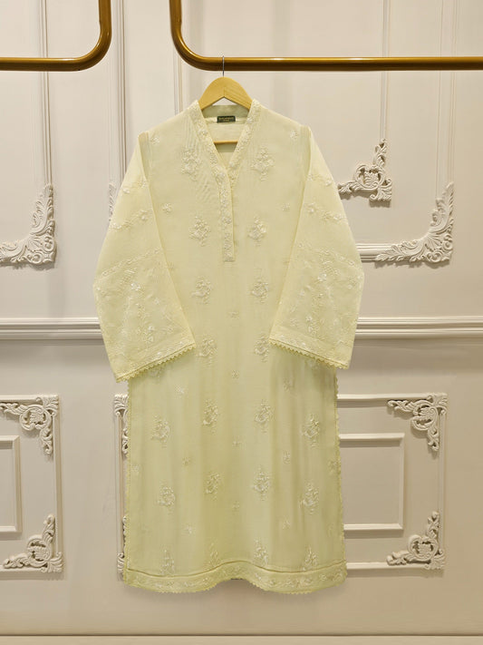 2 Piece - Pure Embroidered Cotton Net Suit