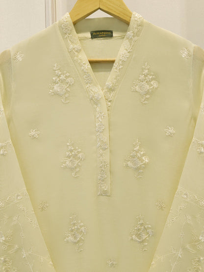 2 Piece - Pure Embroidered Cotton Net Suit