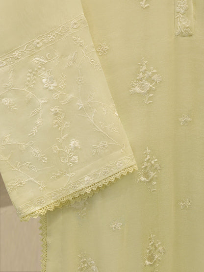 2 Piece - Pure Embroidered Cotton Net Suit
