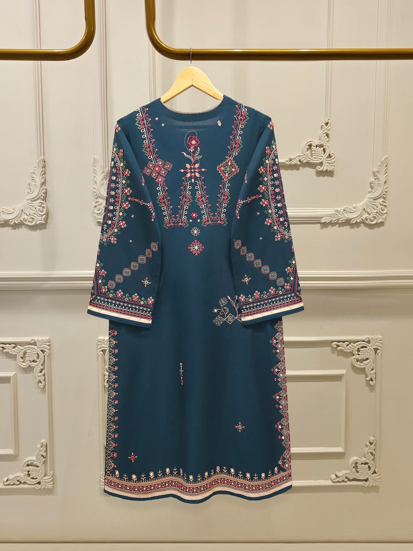 2 Piece - Embroidered Cambric Suit
