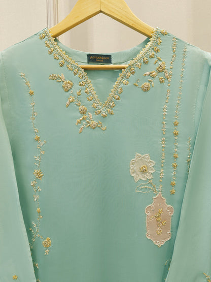 2 Piece- Pure Sheesha Silk Embroidered Suit