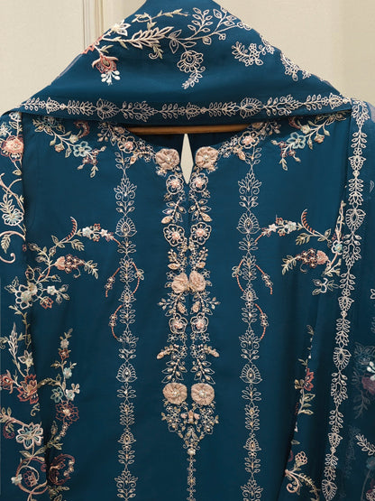 3 Piece - Pure Khaddi Silk Embroidered Suit