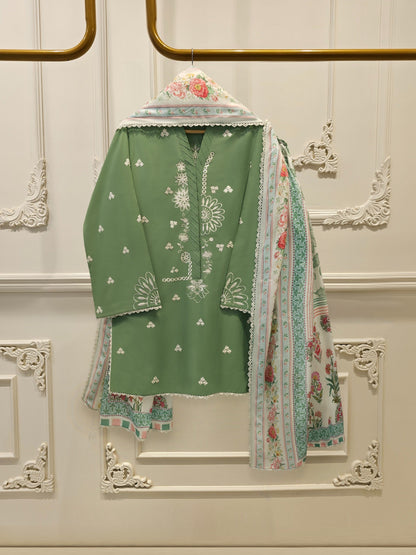 3 Piece - Embroidered Cambric Suit