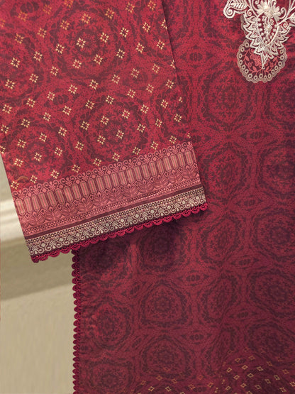2-Piece Digital Printed & Embroidered Cambric Suit