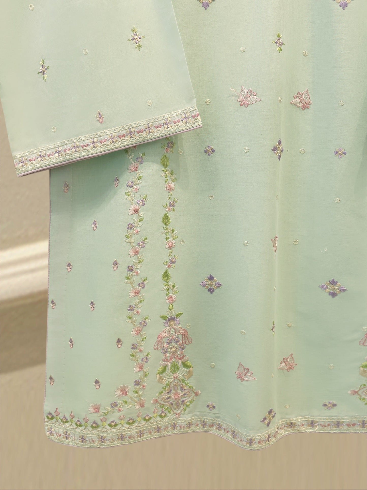 2 Piece - Embroidered Cambric Suit