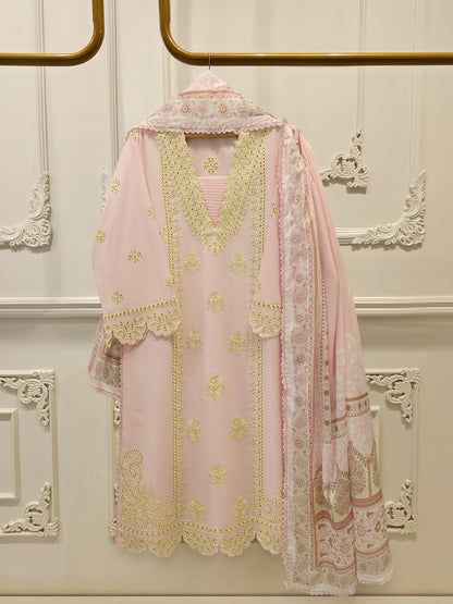 3 Piece - Embroidered Cambric Suit