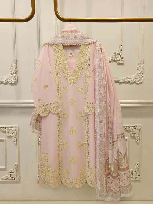 3 Piece - Embroidered Cambric Suit