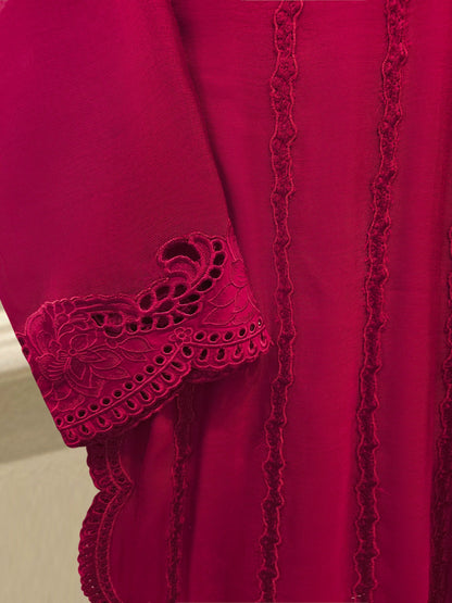 3 Piece - Pure Embroidered Cotton Net Suit