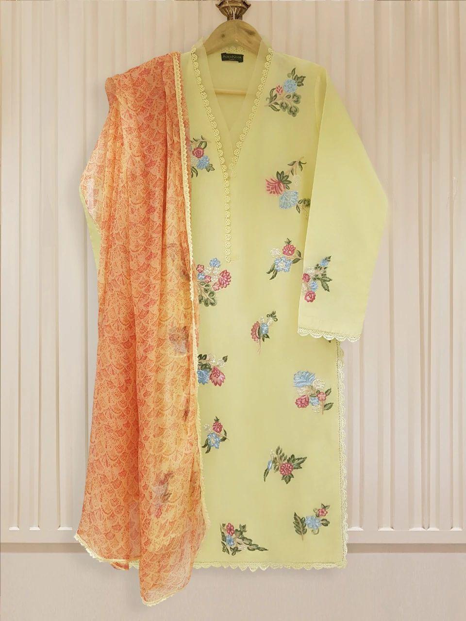 2Pcs Cotton Lawn embroidery Shirt