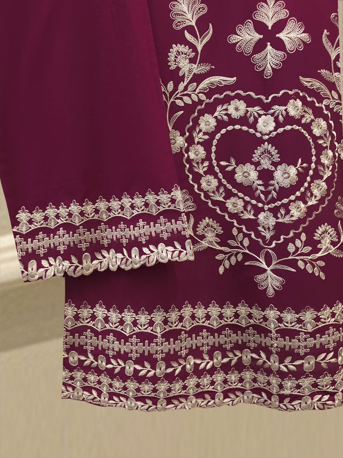 2 Piece - Embroidered Cambric Suit