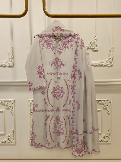 3 Piece - Pure Khaddi Silk Embroidered Suit