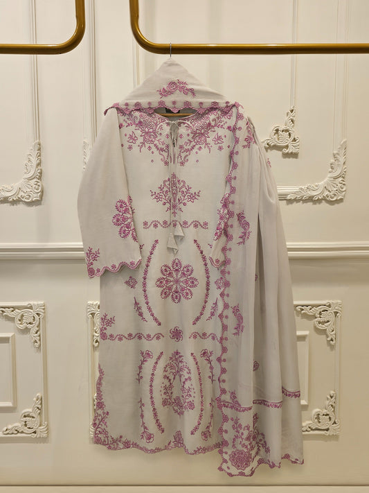 3 Piece - Pure Khaddi Silk Embroidered Suit