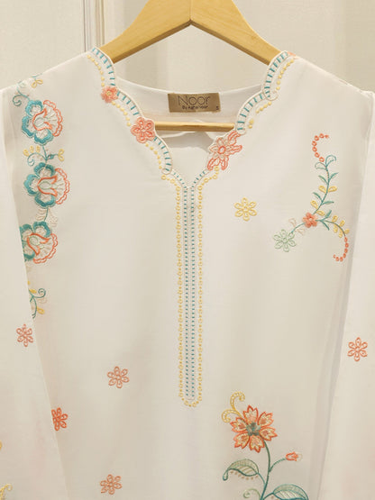 2 Piece - Embroidered Cambric Suit