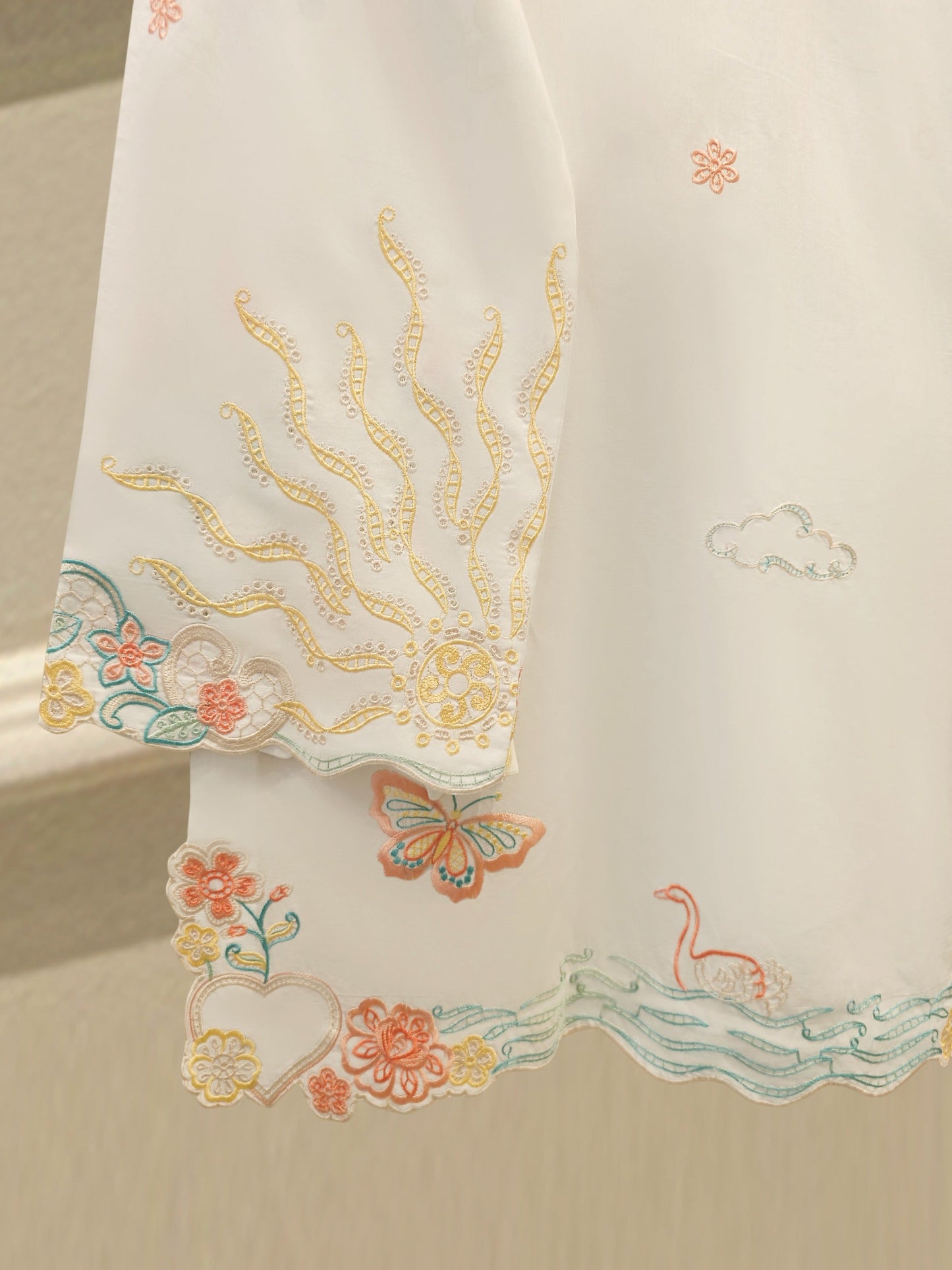2 Piece - Embroidered Cambric Suit