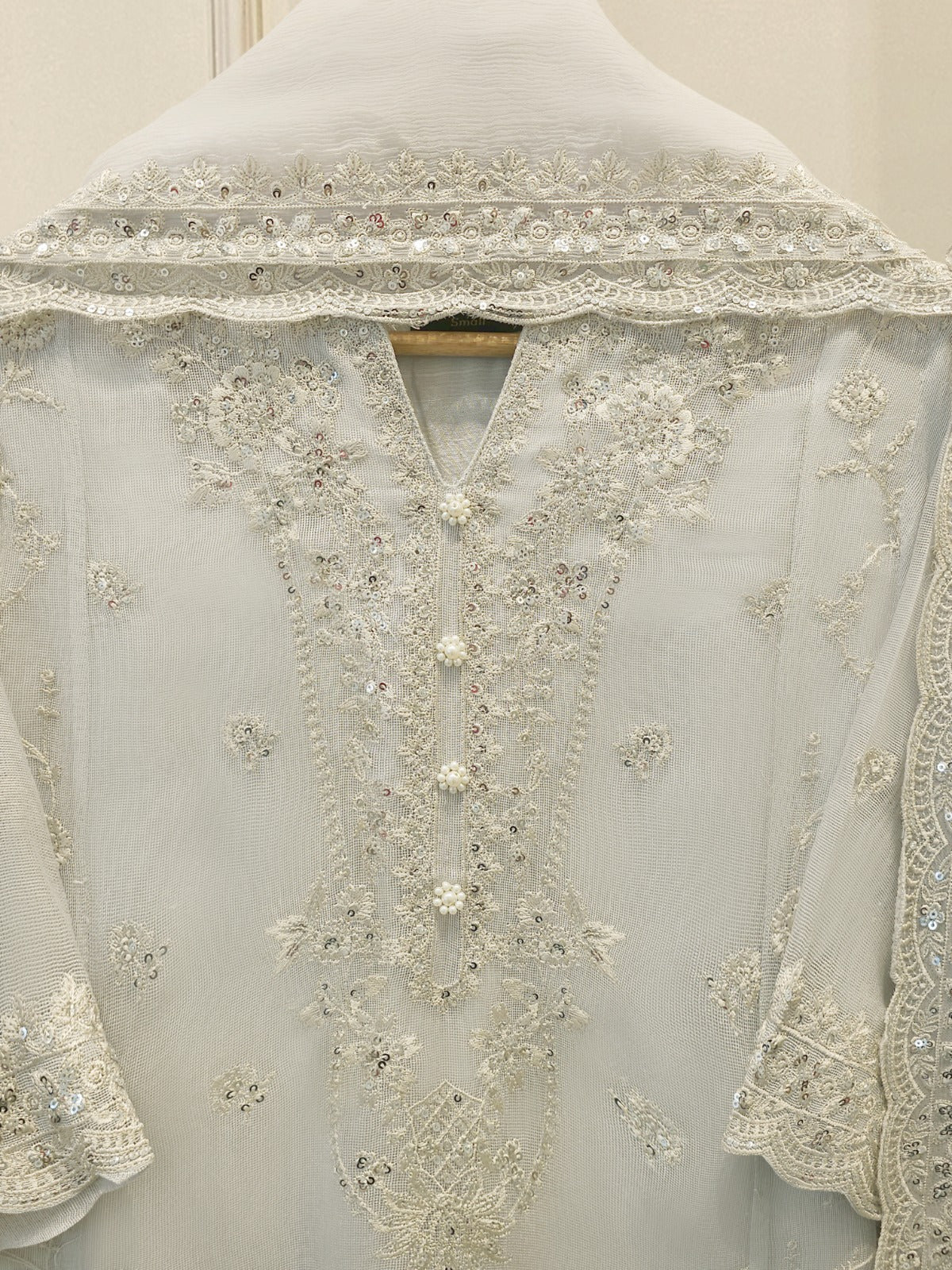 3 Piece - Pure Embroidered Cotton Net Suit
