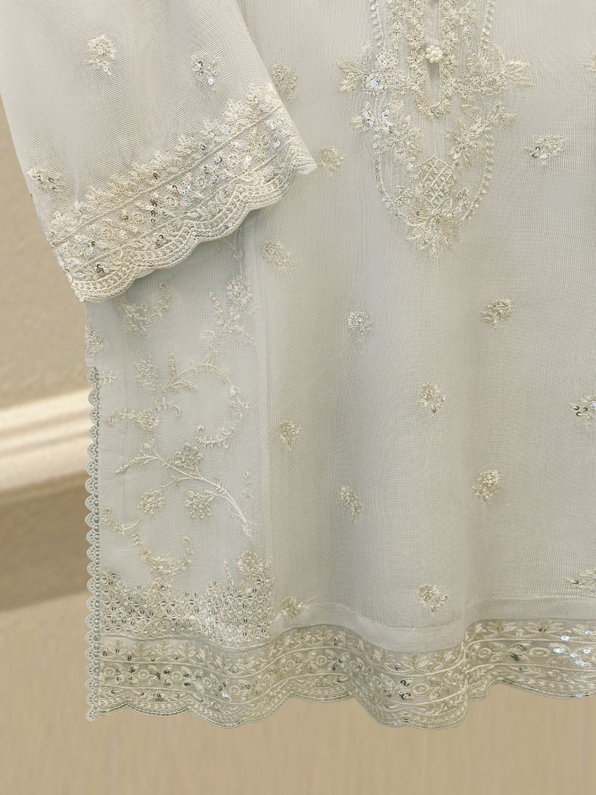 3 Piece - Pure Embroidered Cotton Net Suit