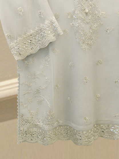 3 Piece - Pure Embroidered Cotton Net Suit