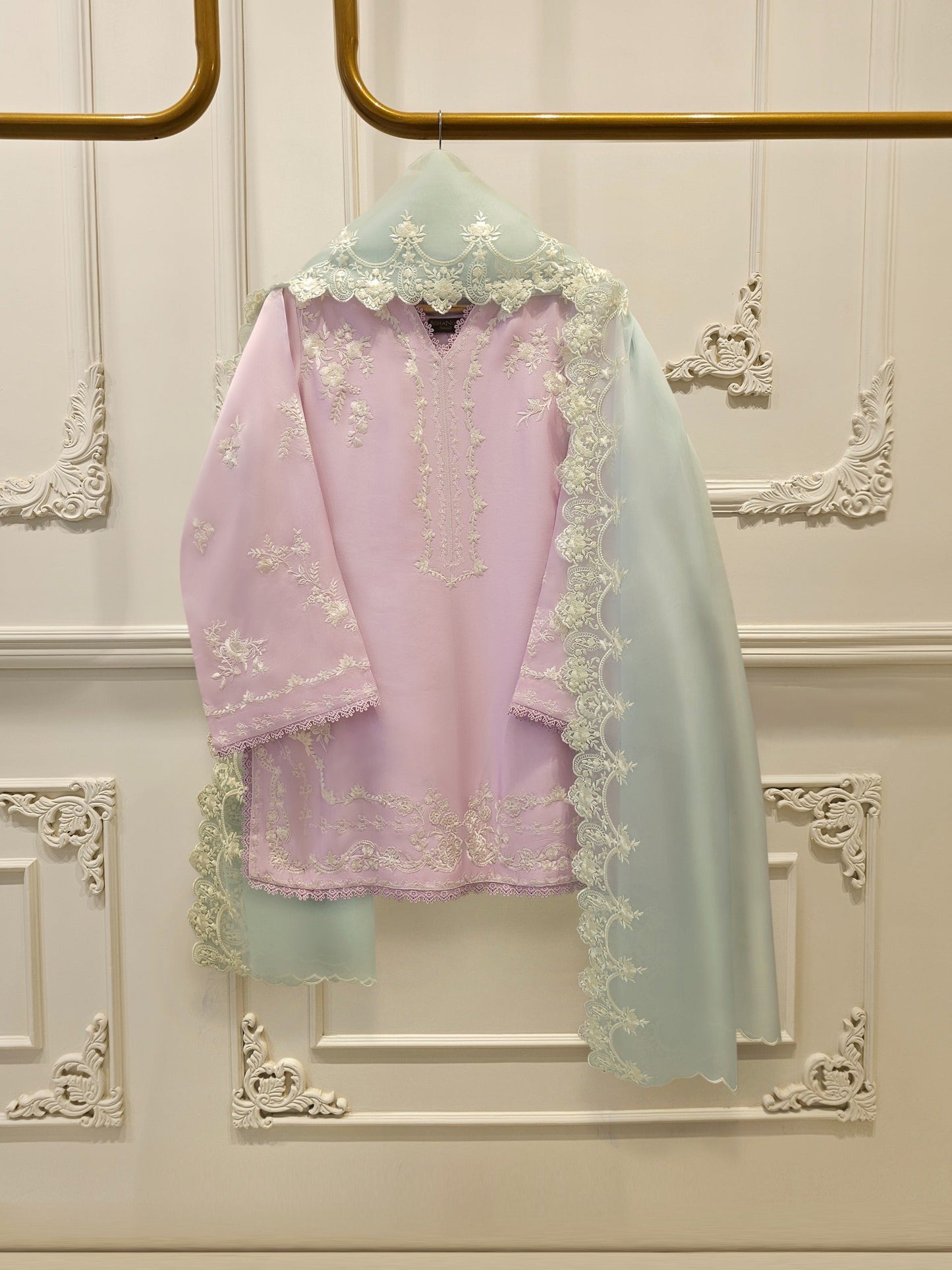3 Piece- Pure Shisha Silk Embroidered Suit