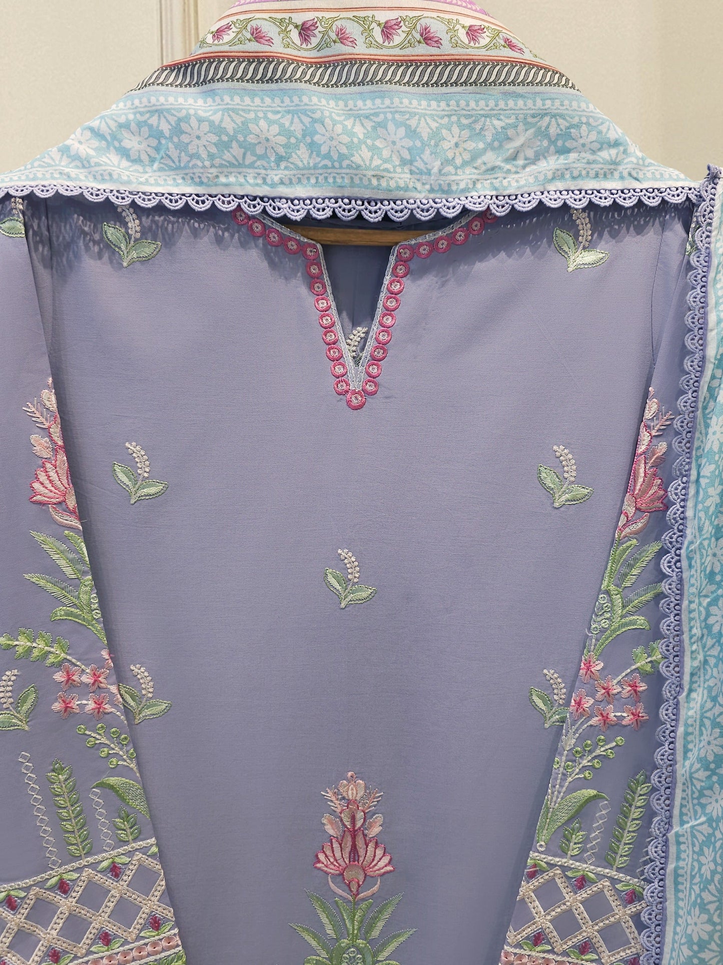 3 Piece - Embroidered Cambric Suit