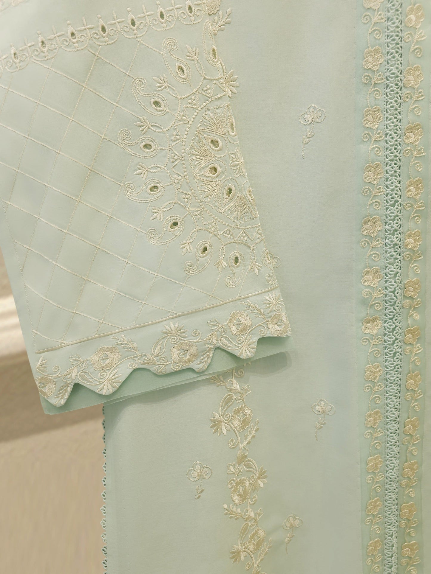 3 Piece - Embroidered Cambric Suit