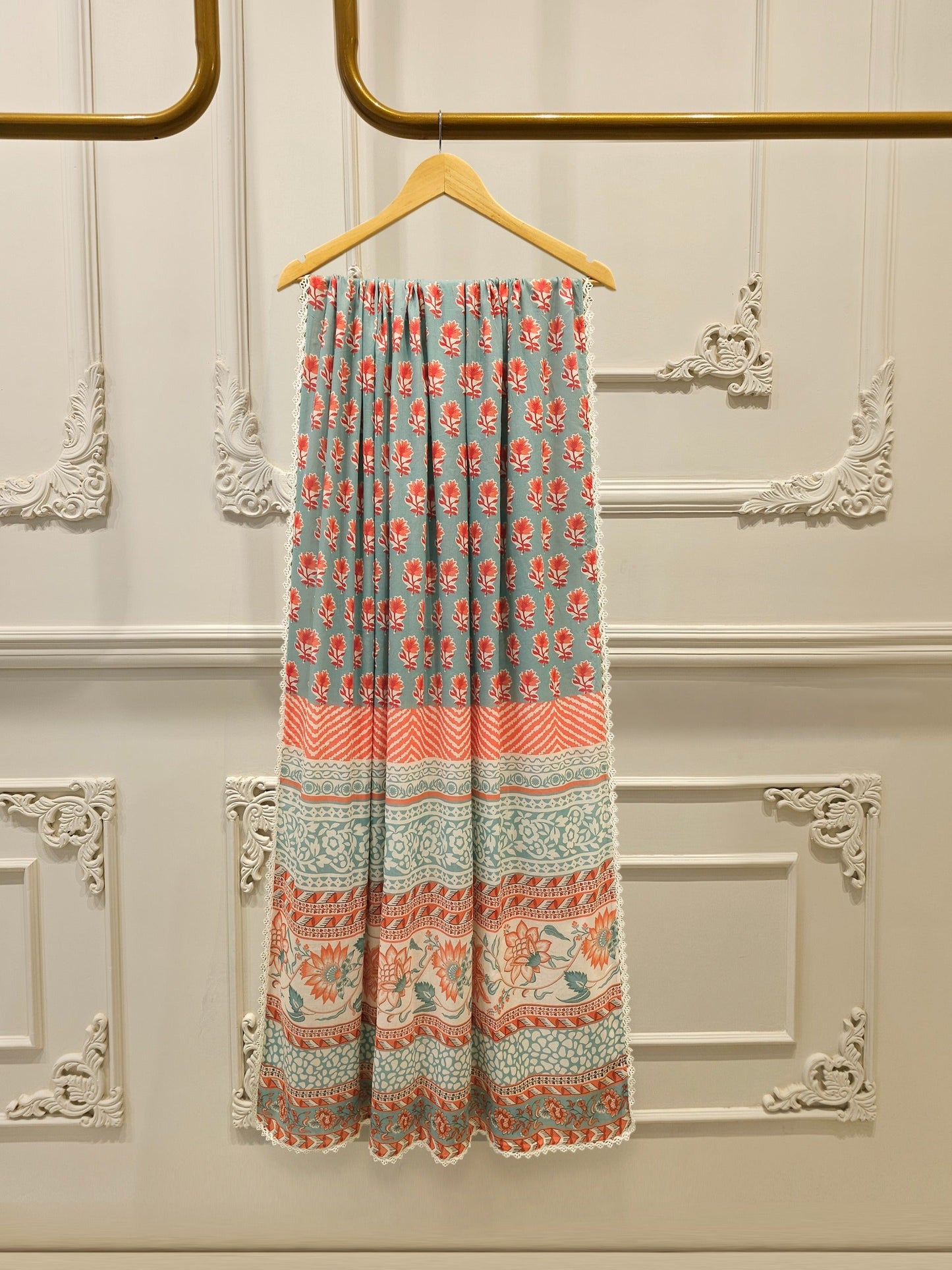 2-Piece Digital Printed Embroidered Cambric Suit