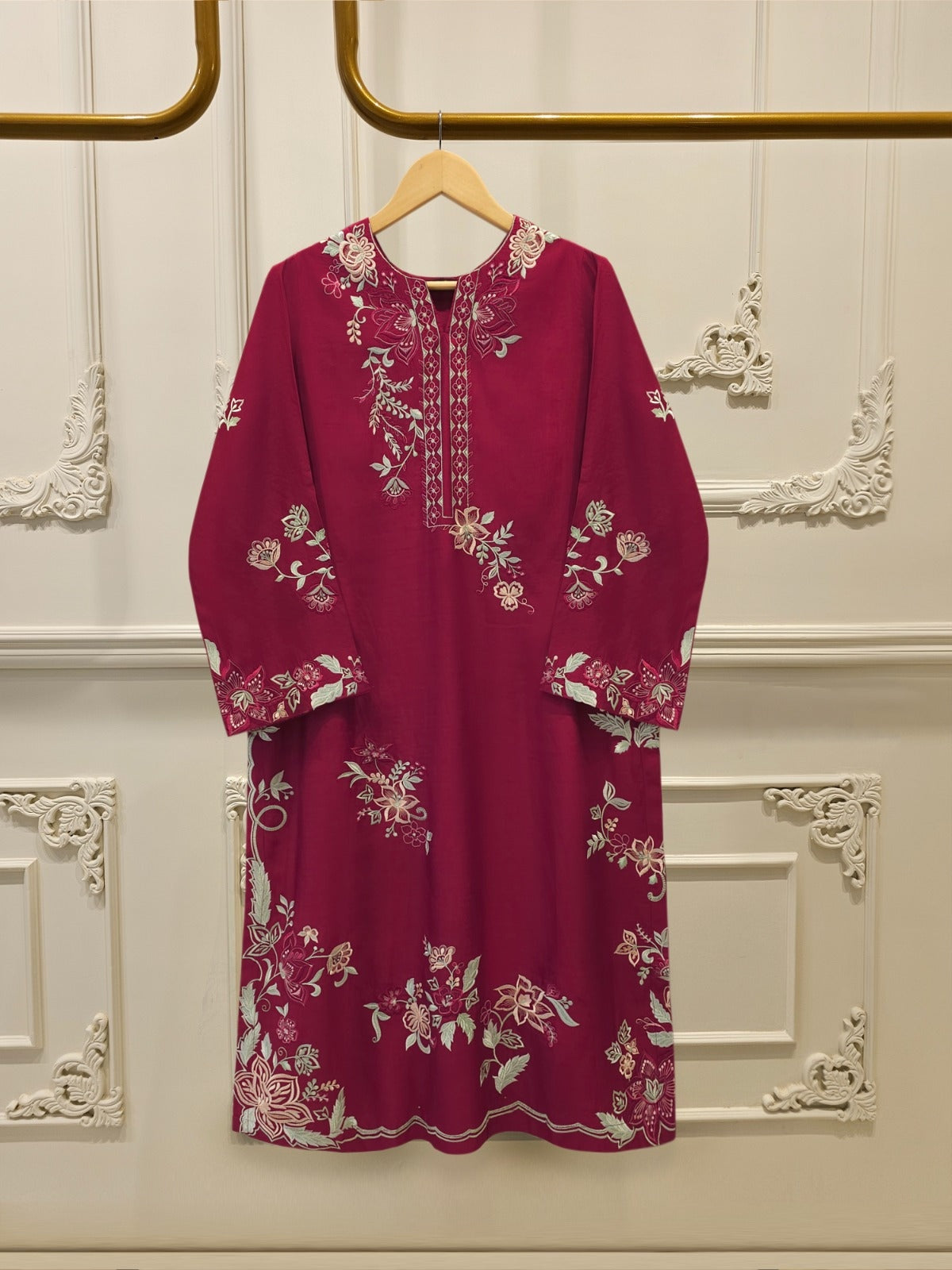 Pure Khaddi Silk Embroidered Shirt