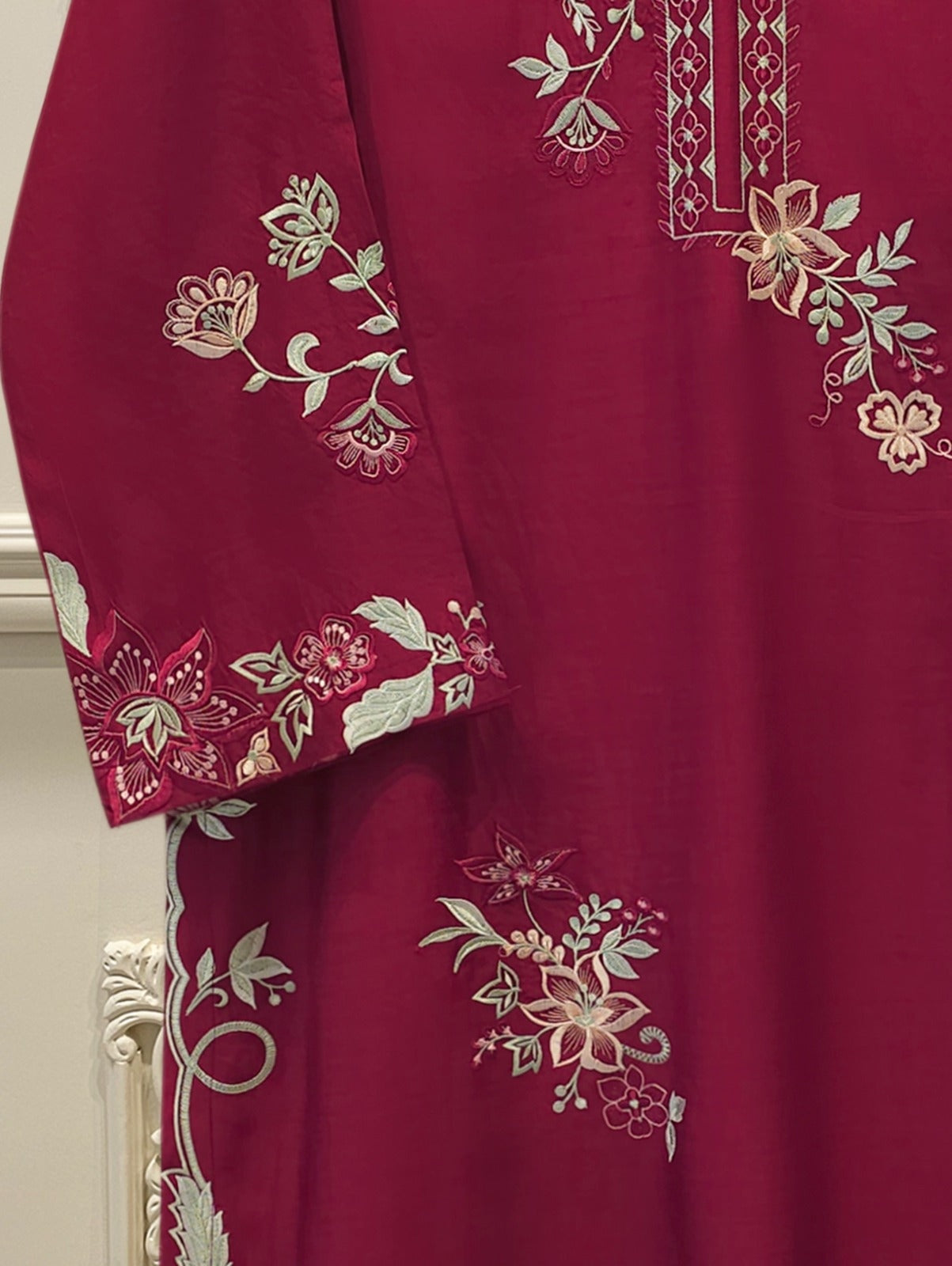 Pure Khaddi Silk Embroidered Shirt