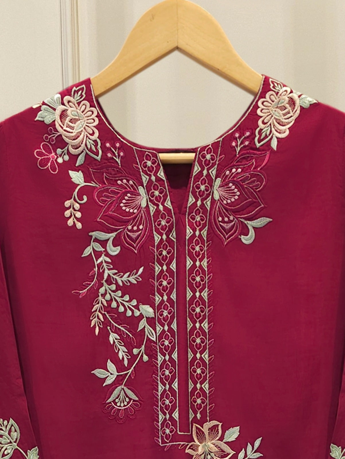 Pure Khaddi Silk Embroidered Shirt