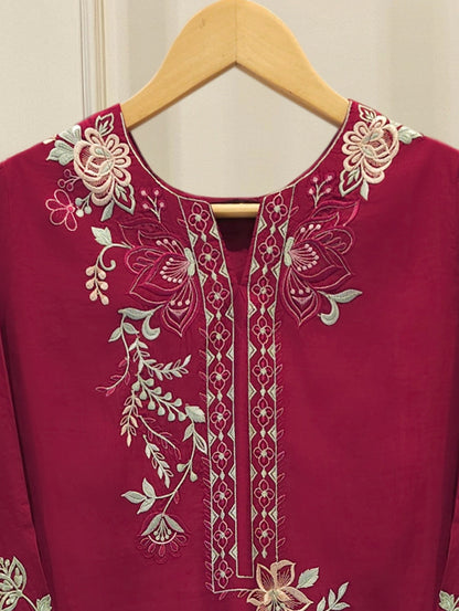 Pure Khaddi Silk Embroidered Shirt