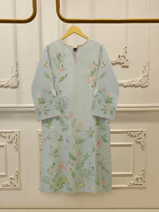 Pure Khaddi Silk Embroidered Shirt