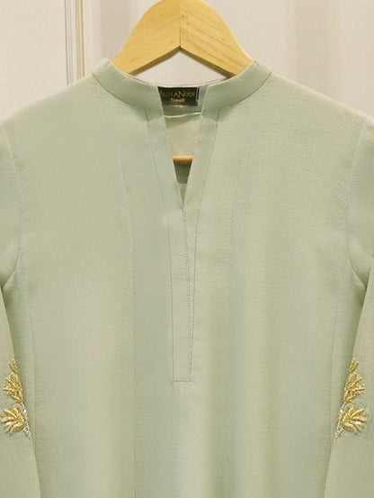Pure Embroidered Cotton Net Suit